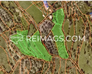 All plots for sale marked in green on the map in Dobra Voda, Bar.